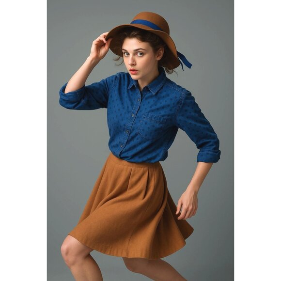 Jones New York Sport Tops - Jones New York Sport Large Navy Blue Circle Pattern Button Up Top Urban Heritage